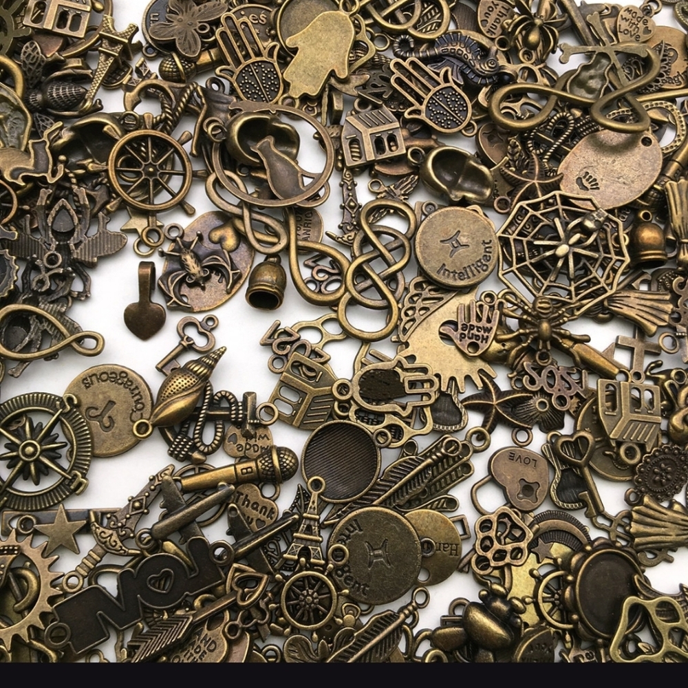 Vintage Bronze Charms Collection 50pc. - Picture 2 of 3